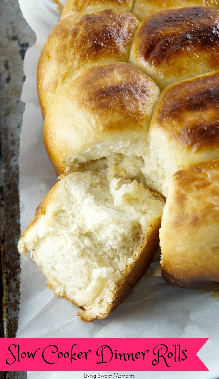 These buttery Slow Cooker Dinner Rolls do not require proofing and are sweet, soft and delicious. Perfect to serve with dinner or with jam at breakfast. 