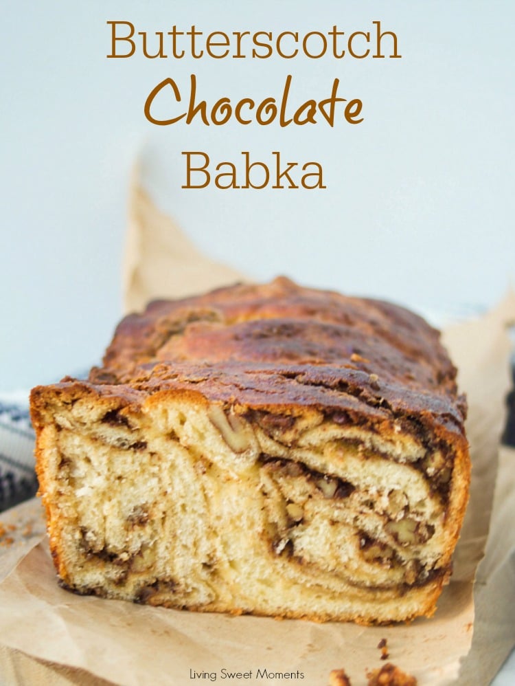 This moist butterscotch Chocolate Babka recipe is soft, delicious, and has a crunchy addition of pecans. Enjoy this babka for breakfast, brunch or dessert. 