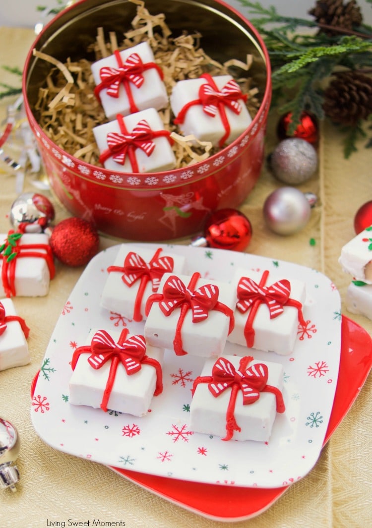 This delicious Gingerbread Holiday Fudge is perfect for Christmas parties and to give as DIY Gifts. Serve it in a present shape or decorate with sprinkles.