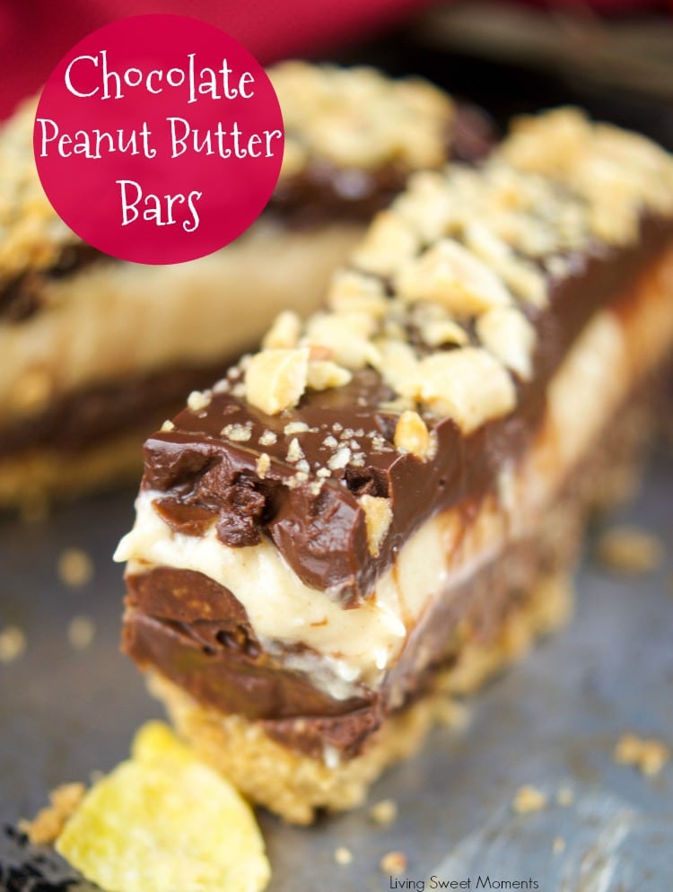 This crunchy No Bake Chocolate Peanut Butter Bars recipe have 4 layers of decadence. Enjoy peanut butter mousse, cookie base and chocolate ganache. 