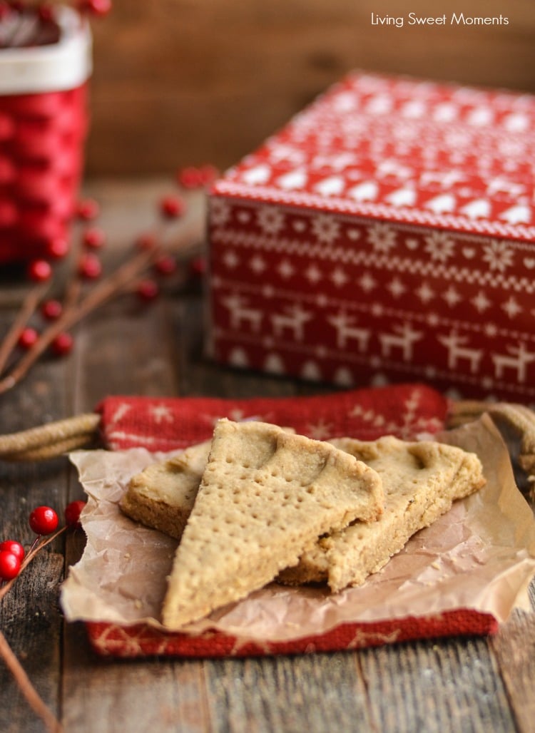 These crumbly Holiday Spiced Shortbread Cookies are super delicious and easy to make. Cut into wedges, they are perfect for dessert or to dip in your coffee