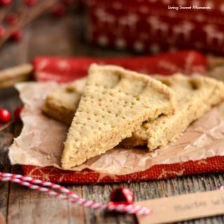 These crumbly Holiday Spiced Shortbread Cookies are super delicious and easy to make. Cut into wedges, they are perfect for dessert or to dip in your coffee