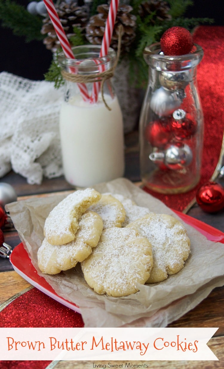 These incredible Brown Butter Meltaway Cookies have only 6 ingredients with no mixer needed! The best easy Christmas cookie recipe you will try! 