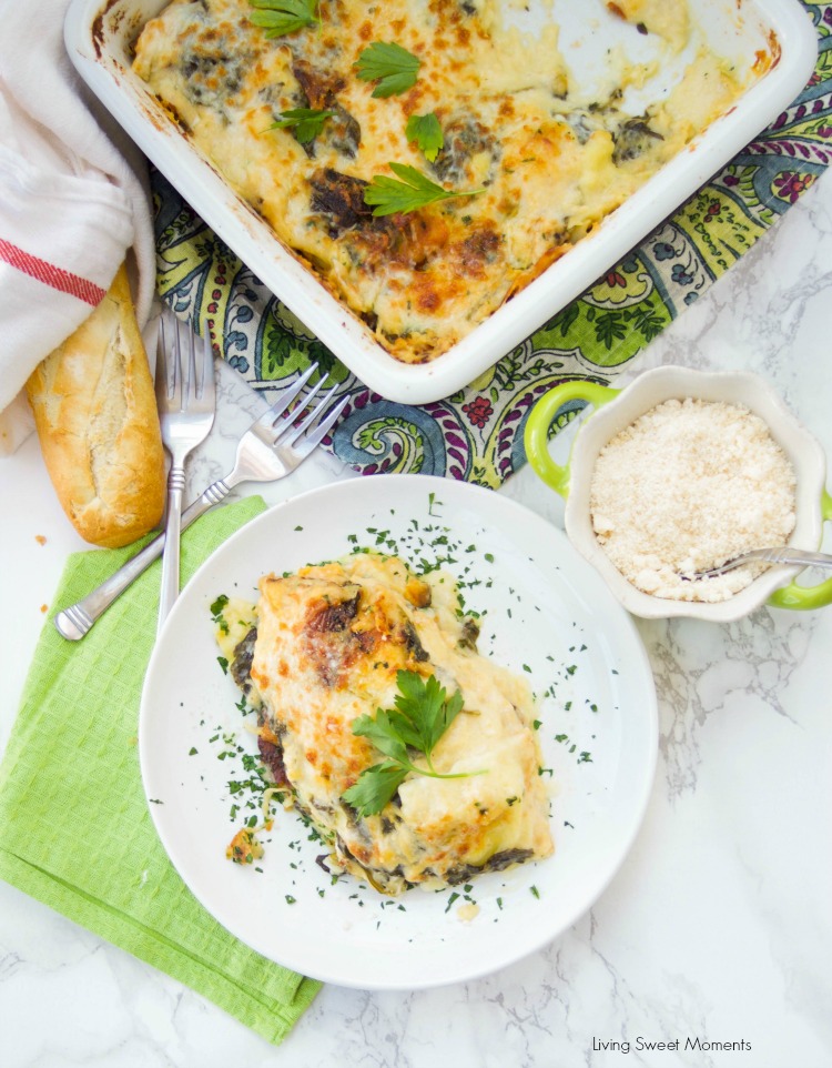 This delicious Ravioli Lasagna recipe is made with frozen ravioli, homemade Alfredo sauce, cheese and fresh spinach. The perfect quick weeknight dinner idea