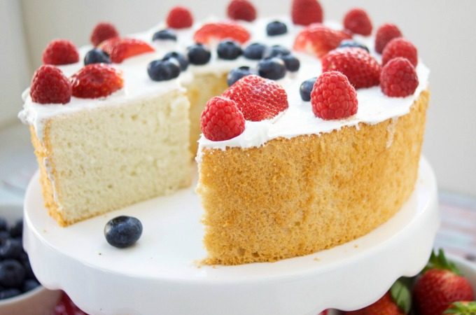 This delicious Sugar Free Angel Food Cake recipe is super easy to make, low carb, and perfect for diabetics. An incredible sugar free dessert.