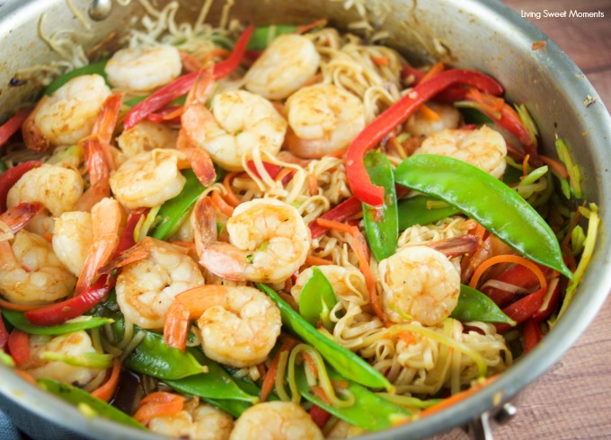 This tasty 15 Minute Shrimp Lo Mein recipe is super easy to make and requires few ingredients. The perfect quick weeknight dinner with an Asian twist.