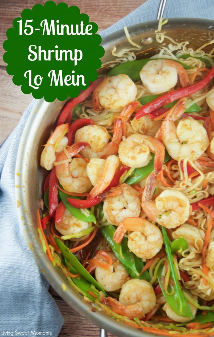 This tasty 15 Minute Shrimp Lo Mein recipe is super easy to make and requires few ingredients. The perfect quick weeknight dinner with an Asian twist.