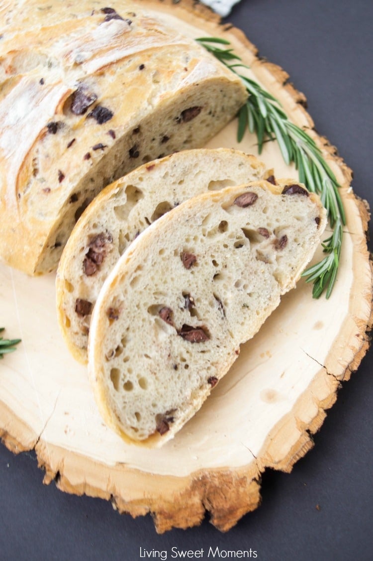 This amazing Rosemary Olive Bread Recipe has a nice crust on the outside and chewy on the inside. Better than any bakery. Enjoy a few slices with olive oil.