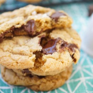 These amazing chewy Brown Butter Chocolate Chip Cookies have tons of butterscotch flavor, chocolate chunks and sea salt on top. The best cookie recipe ever! 2