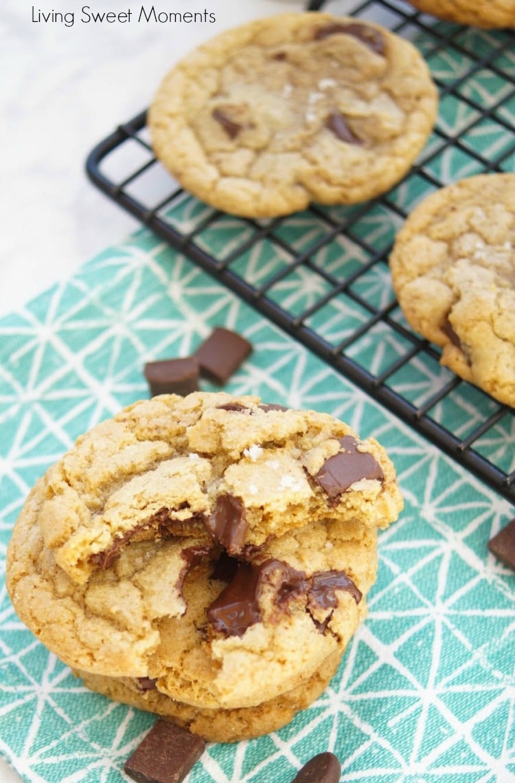 These amazing chewy Brown Butter Chocolate Chip Cookies have tons of butterscotch flavor, chocolate chunks and sea salt on top. The best cookie recipe ever! 6