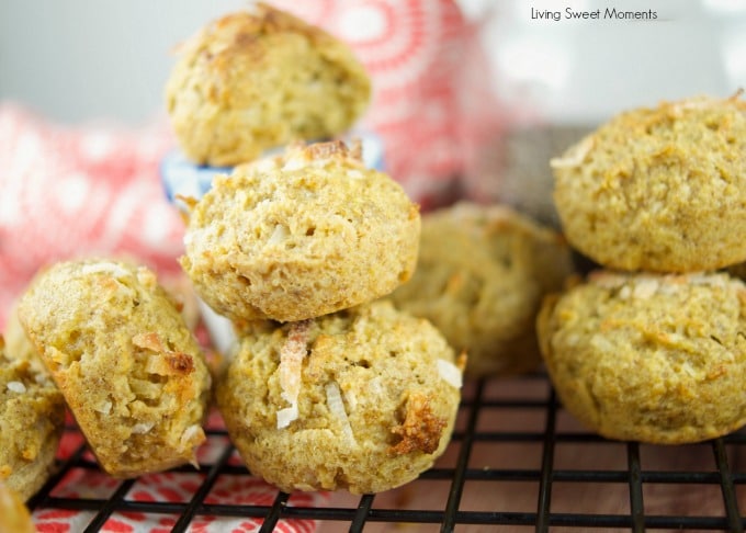 These gluten free mango coconut muffins are made with chia and oats and are low in fat and sugar. The perfect healthy muffin recipe for breakfast or snack.