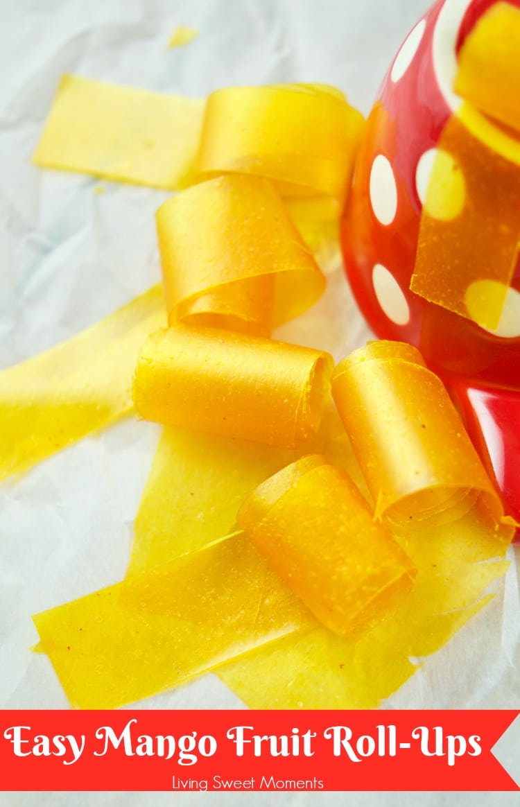 This amazing Mango Fruit Roll Ups recipe requires only 1 ingredient and is the perfect kid friendly healthy snack for the lunchbox. Vegan and Gluten Free. 