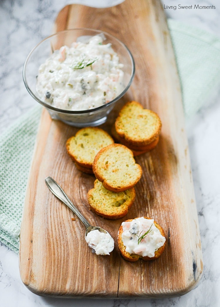 This delicious Creamy Shrimp Dip is made with fresh dill, capers, and shrimp. Perfect to serve with crackers or bread. The perfect appetizer for parties.