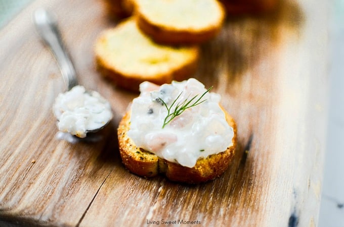 This delicious Creamy Shrimp Dip is made with fresh dill, capers, and shrimp. Perfect to serve with crackers or bread. The perfect appetizer for parties.