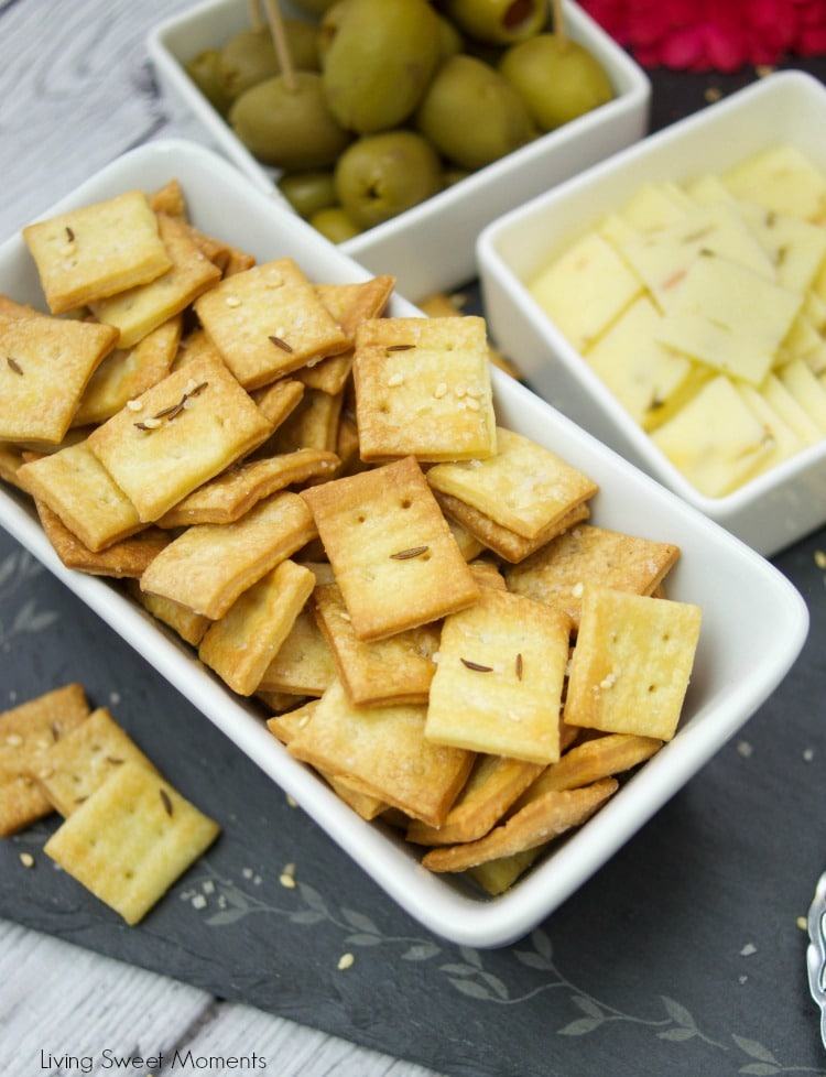 These crunchy Homemade Saltine Crackers are super easy to make and are ready in no time. The perfect appetizer cracker to serve with cheese and dips.