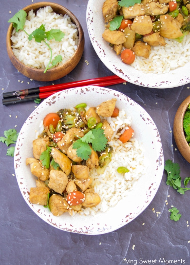 These amazing Chicken Teriyaki Rice Bowls are ready in 20 minutes or less. Enjoy a delicious and healthy weeknight dinner recipe. Made without cornstarch.