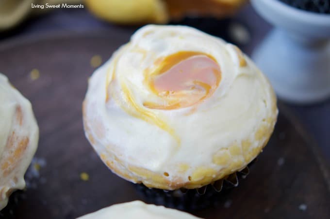 These decadent Salted Caramel Cupcakes are healthier, flourless, & high in protein. Served with creamy frosting and caramel sauce. Dessert without the guilt