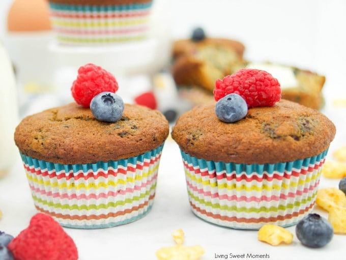 These Moist Buttermilk Corn Muffins are made with Kellogg's Corn Pops cereal to give it a distinct taste and sweetness. Perfect for breakfast & Snack time!