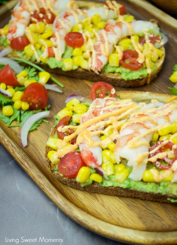 Addicting Spicy Shrimp Avocado Toast - Living Sweet Moments