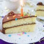 This creamy Chocolate Birthday Cake Icing Recipe is the best one you will ever try! Only requires 3 ingredients and is rich in real chocolate flavor. Slice with lit candle