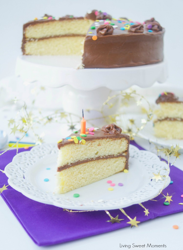 This creamy Chocolate Birthday Cake Icing Recipe is the best one you will ever try! Only requires 3 ingredients and is rich in real chocolate flavor. Complete cake and slice