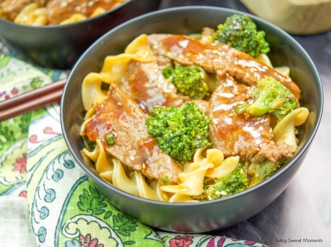 These delicious Beef And Broccoli Noodles are the perfect quick weeknight dinner recipe since they're ready in 20 minutes or less. Kid approved too! 