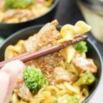 These delicious Beef And Broccoli Noodles are the perfect quick weeknight dinner recipe since they're ready in 20 minutes or less. Kid approved too!