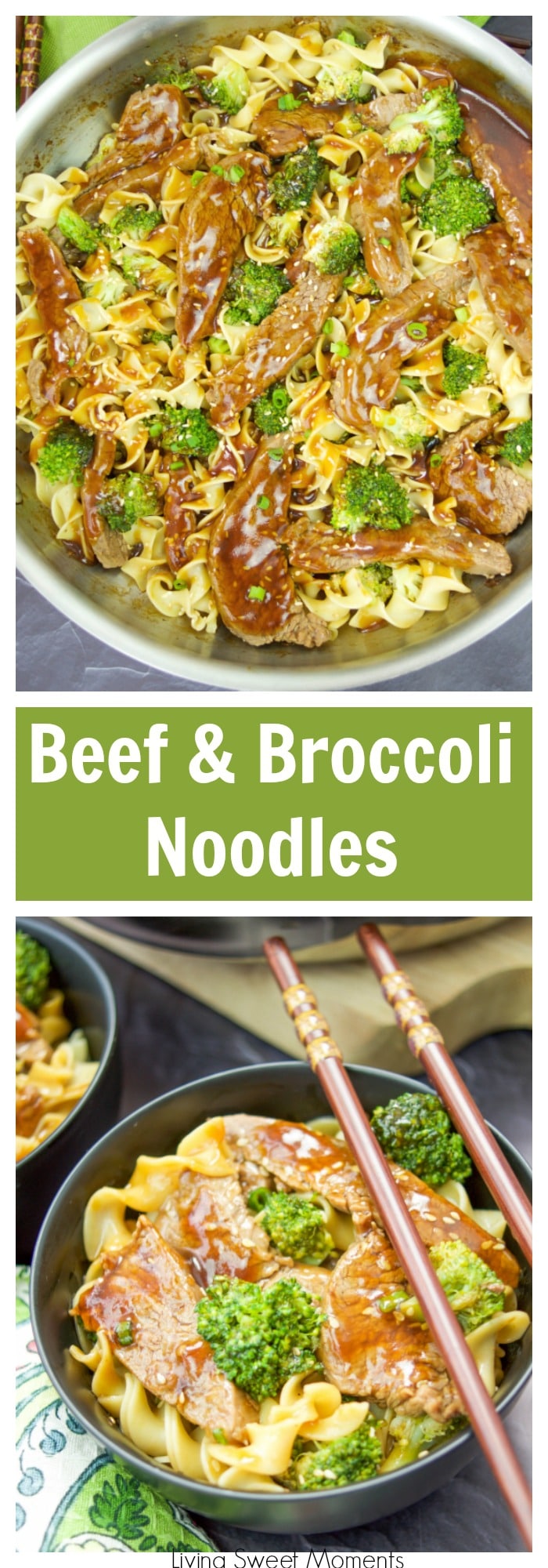 These delicious Beef And Broccoli Noodles are the perfect quick weeknight dinner recipe since they're ready in 20 minutes or less. Kid approved too. More stir-fry recipes at livingsweetmoments.com #ad #quickdinnerideas #NoYolks #MC