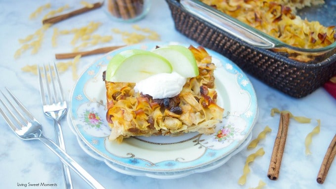 This delicious Apple Noodle Kugel recipe is both sweet and savory. This recipe is dairy free and parve