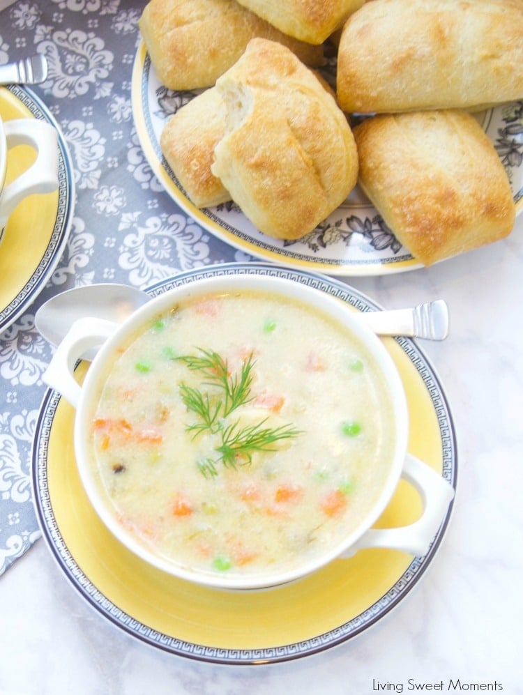 This creamy Potato Dumpling Soup recipe is the perfect hearty vegetarian soup for winter. Enjoy homemade dumplings. Bread and soup as a winter meal