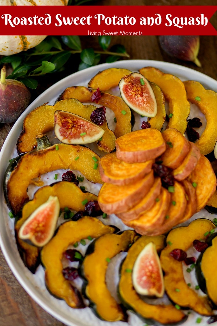 This delicate sugar Roasted Sweet Potatoes and Squash recipe requires only 5 ingredients and is the perfect Holiday side dish made with acorn squash