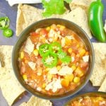 This quick and easy Vegan Instant Pot Sweet Potato Chili recipe is ready in 20 minutes or less and is made with canned beans, spices, and veggies.