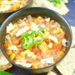 This quick and easy Vegan Instant Pot Sweet Potato Chili recipe is ready in 20 minutes or less and is made with canned beans, canned tomatoes, fresh chopped veggies and spices