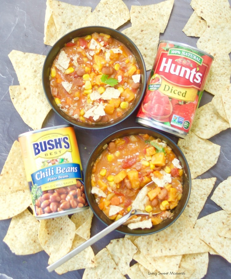 This quick and easy Vegan Instant Pot Sweet Potato Chili recipe made with hunts tomatoes and bush's beans