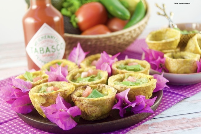 Give your parties a latin twist and enjoy crispy Plantain Cups filled with spicy guacamole sprinkled with dashes of Tabasco sauce