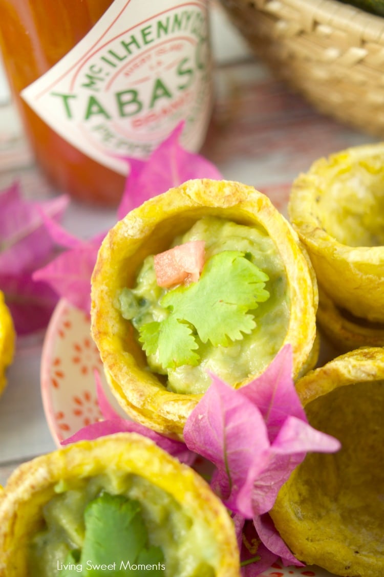 Give your parties a latin twist and enjoy crispy Plantain Cups filled with spicy guacamole. Perfect as ginger food for parties