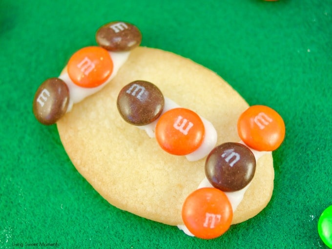 These fun M&M Football Cookies is the perfect cookie recipe using M&m's