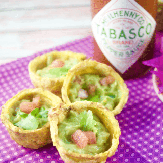 Give your parties a latin twist and enjoy crispy Plantain Cups filled with spicy guacamole. Perfect as finger food