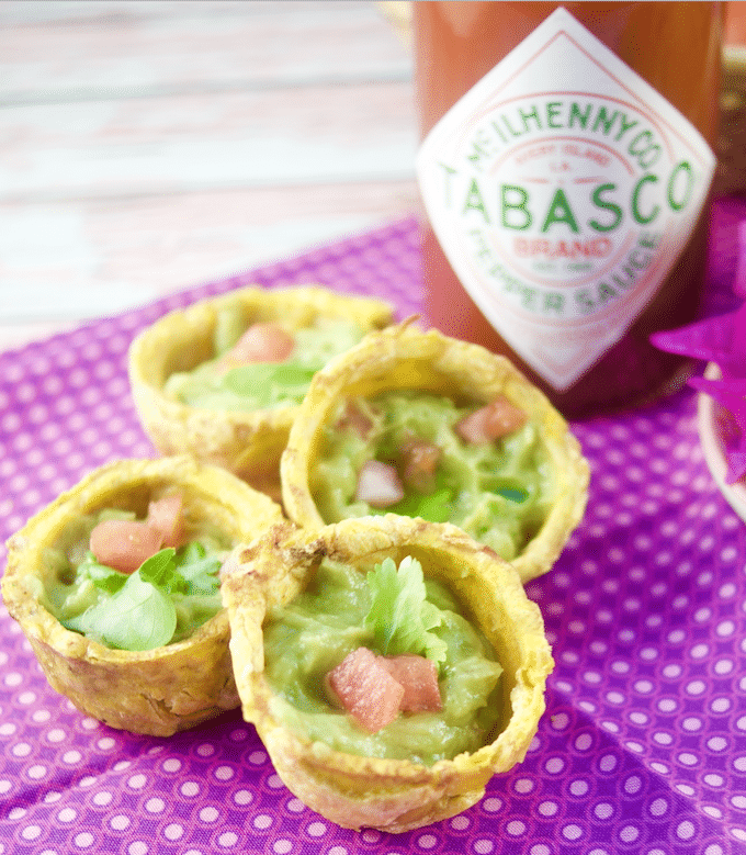 Give your parties a latin twist and enjoy crispy Plantain Cups filled with spicy guacamole. Perfect as finger food