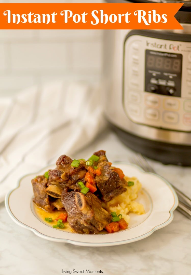 picture of instant pot short ribs with the appliance on the back