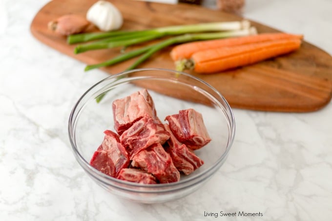 instant pot short ribs recipe showing the raw ingredients during the prep process