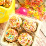 Celebrate Easter with these delicious no-bake Fruity Pebbles Eggs topped with a tangy lemon glaze. The perfect kid-friendly treat!