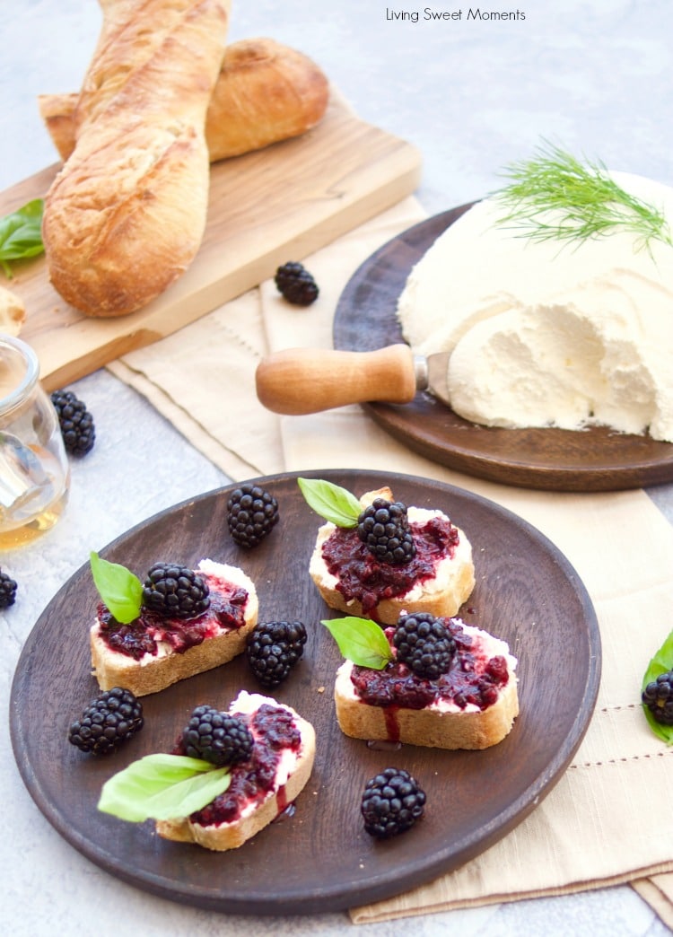 Only 2 ingredients needed for this creamy homemade mascarpone cheese - served as a crostini idea