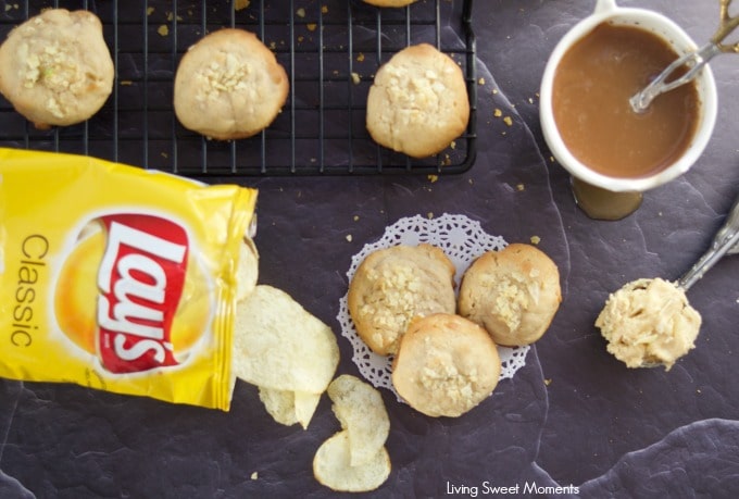 These delicious Potato Chip Cookies are chewy and crunchy made with lay's potato chips showing the yellow potato chip bag.