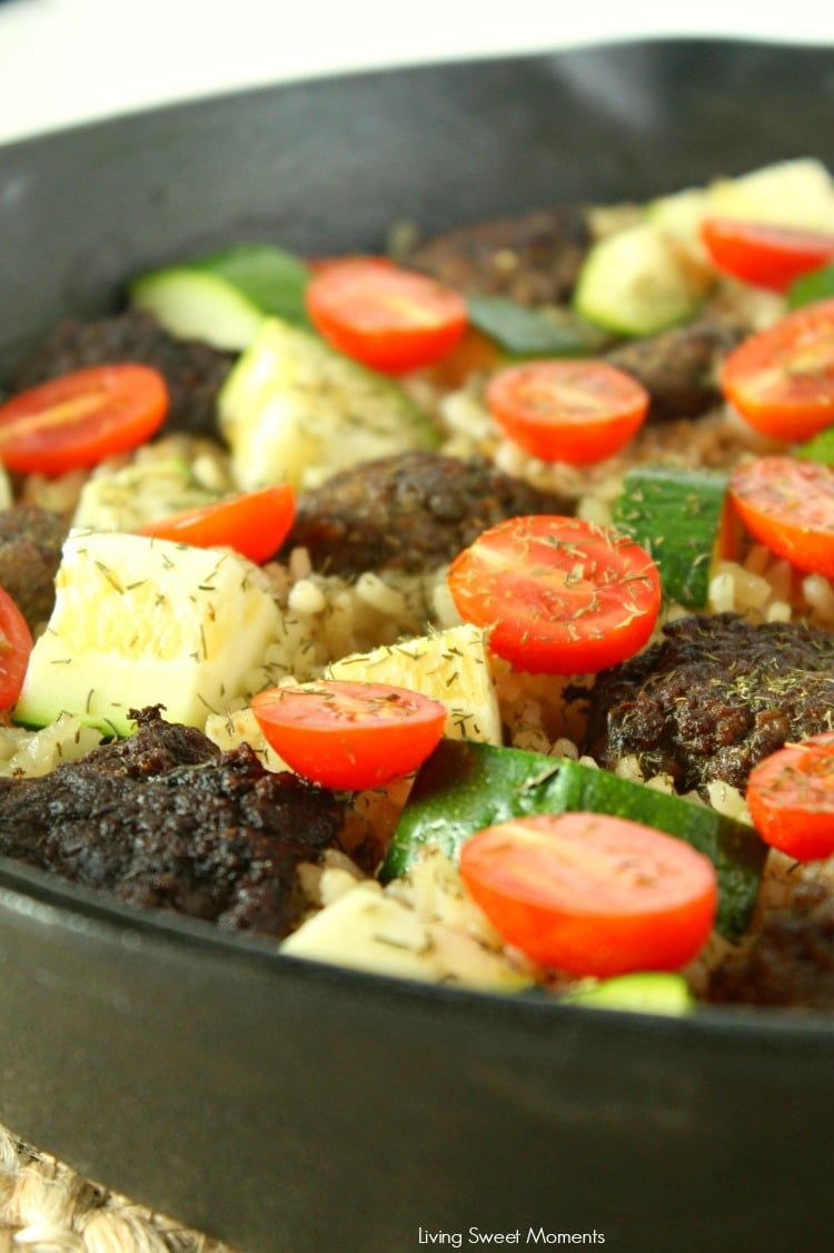 Enjoy a full meal from scratch on the table in less than an hour using only one pan! This delicious One Pot Greek Meatballs is super easy to make, family friendly, and it cooks alongside a fluffy lemon dill rice.