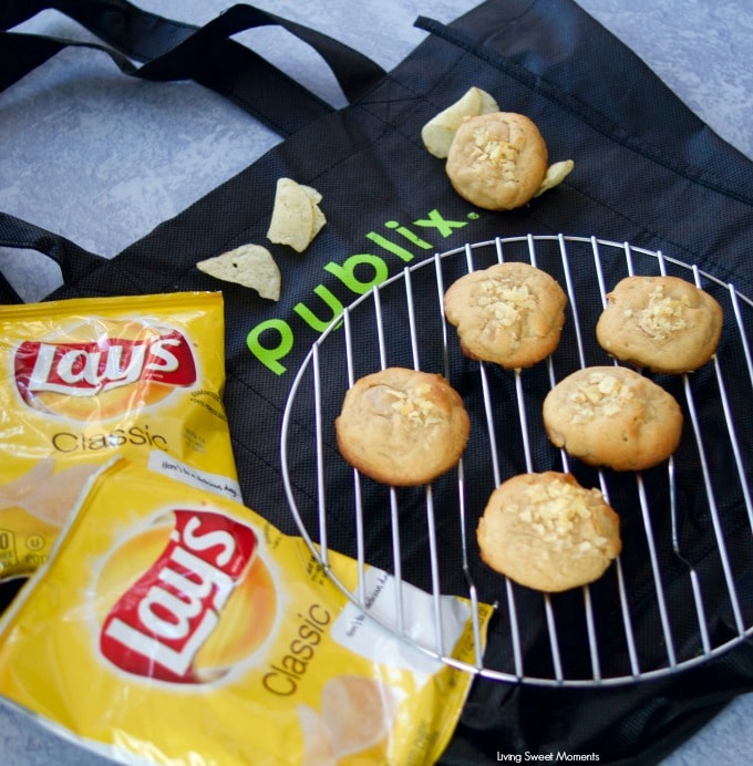 These delicious Potato Chip Cookies are chewy and crunchy made with lay's potato chips showing the yellow potato chip bag. Potato Chip Cookies recipe lay's chips publix blag bag