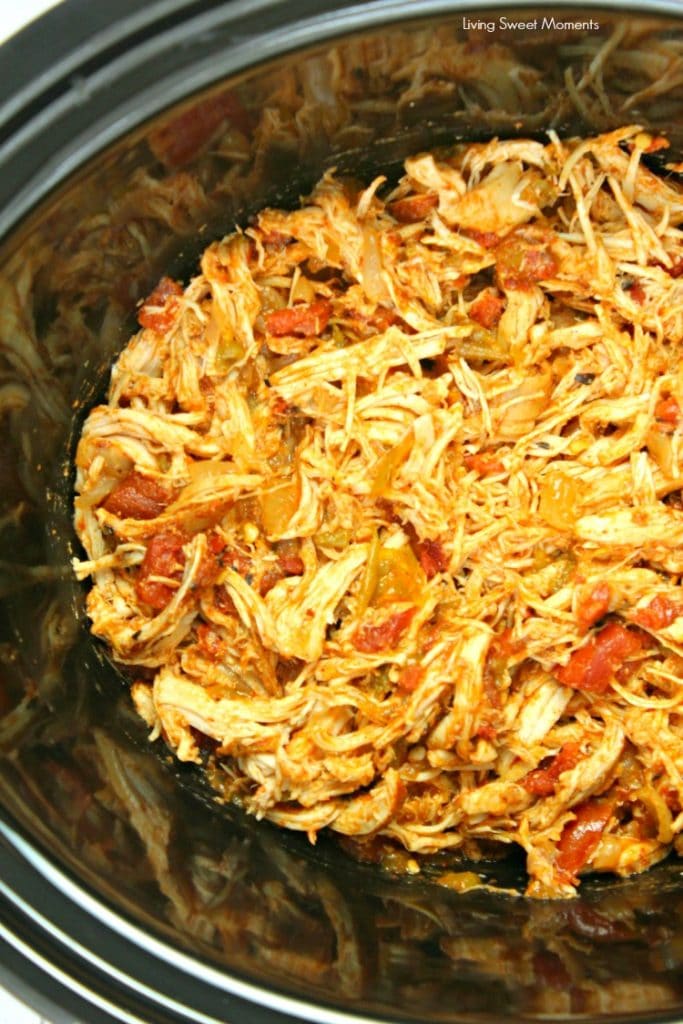 Easy Slow Cooker Shredded Chicken Tacos - Living Sweet Moments