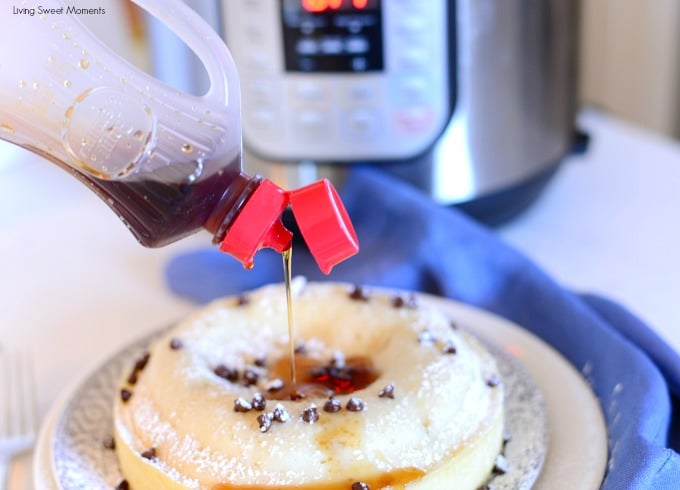 Made with chocolate chunks, these fluffy Instant Pot Pancakes are the perfect fun & delicious breakfast recipe served with maple syrup