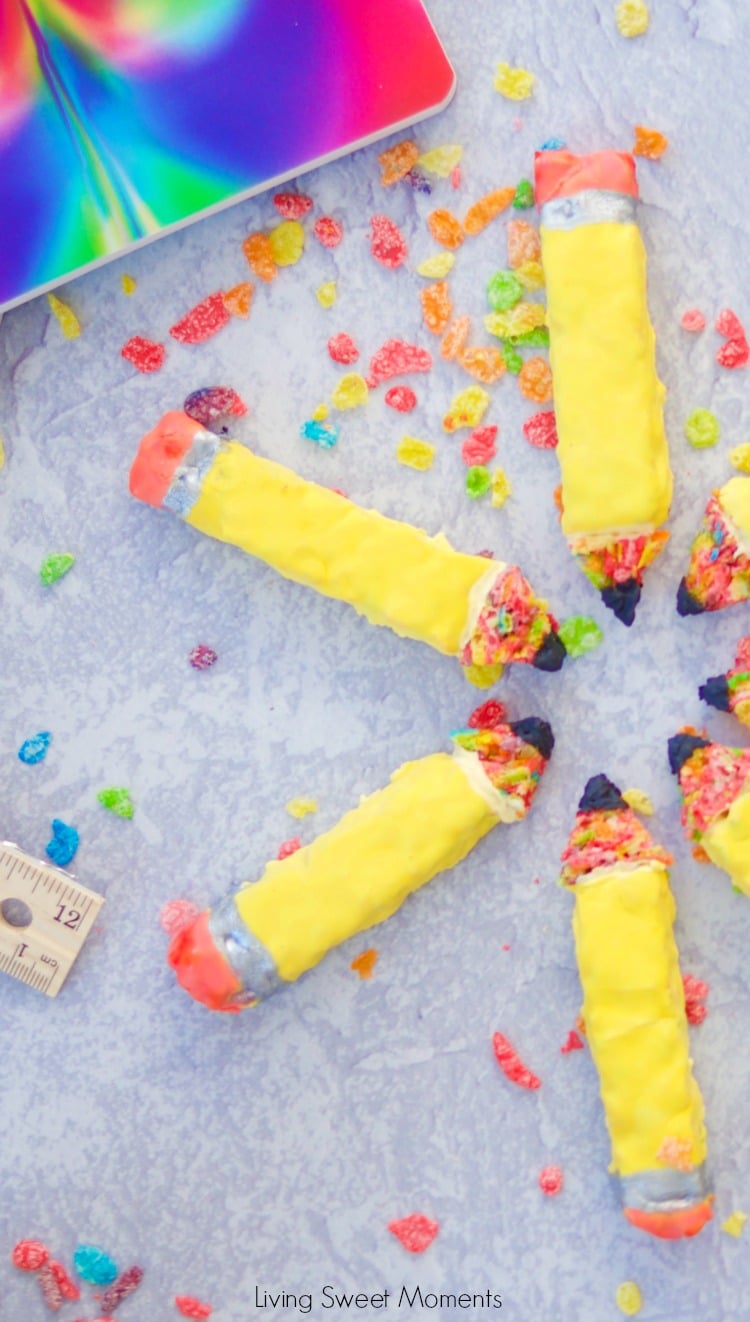Check out these easy to make and whimsical Pencil Shaped Cereal Treats. Perfect for the lunchbox or as an after school snack