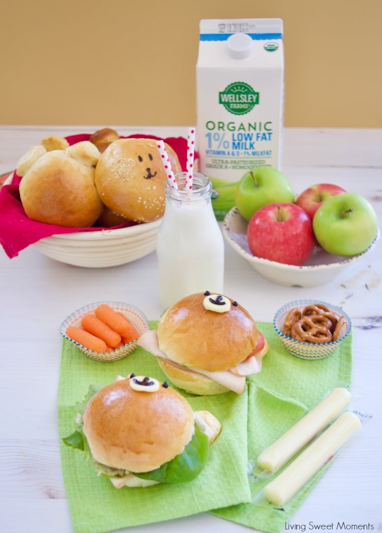 Check out how to make these delicious & adorable Teddy Bear Sandwich Buns served with fruit and wellsley farms organic milk from BJ's